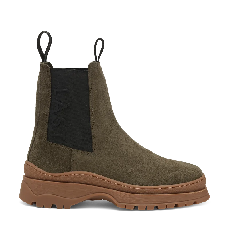 Powder Chelsea Suede Olive Boots