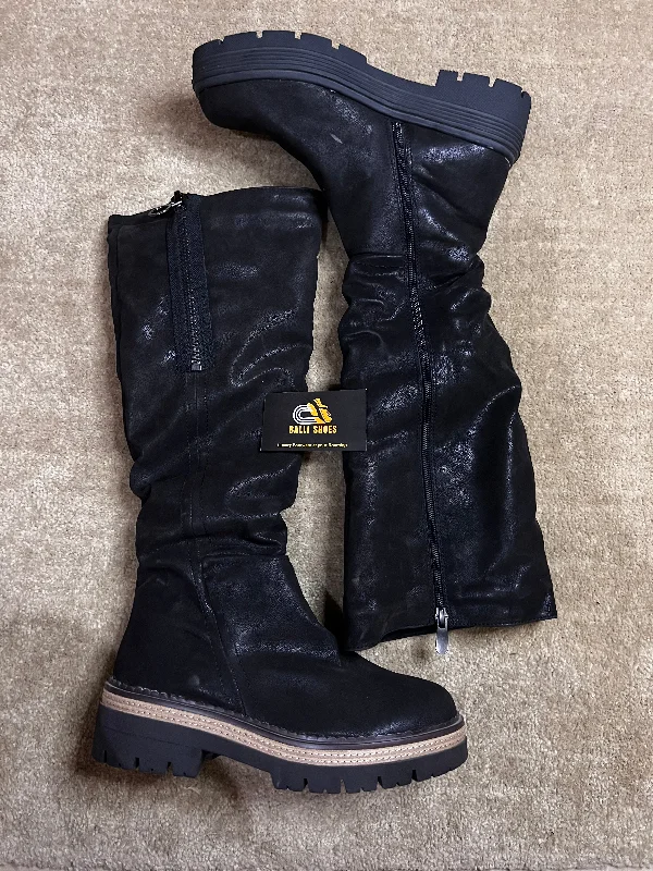 Leather long boots (BK-02)