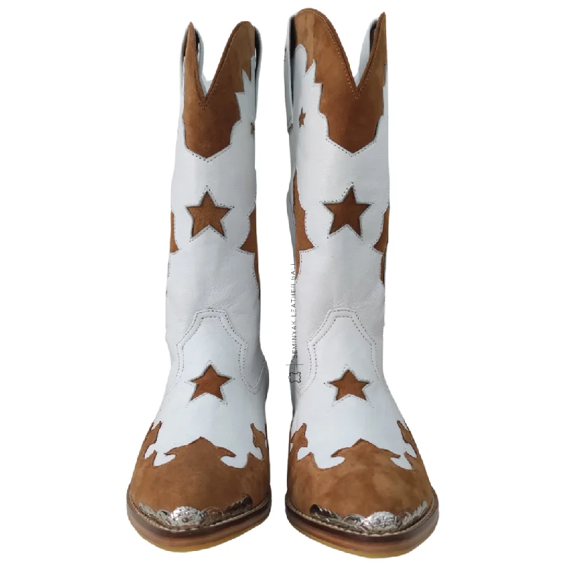 LUNA Cowboy Boots - Ivory Tan