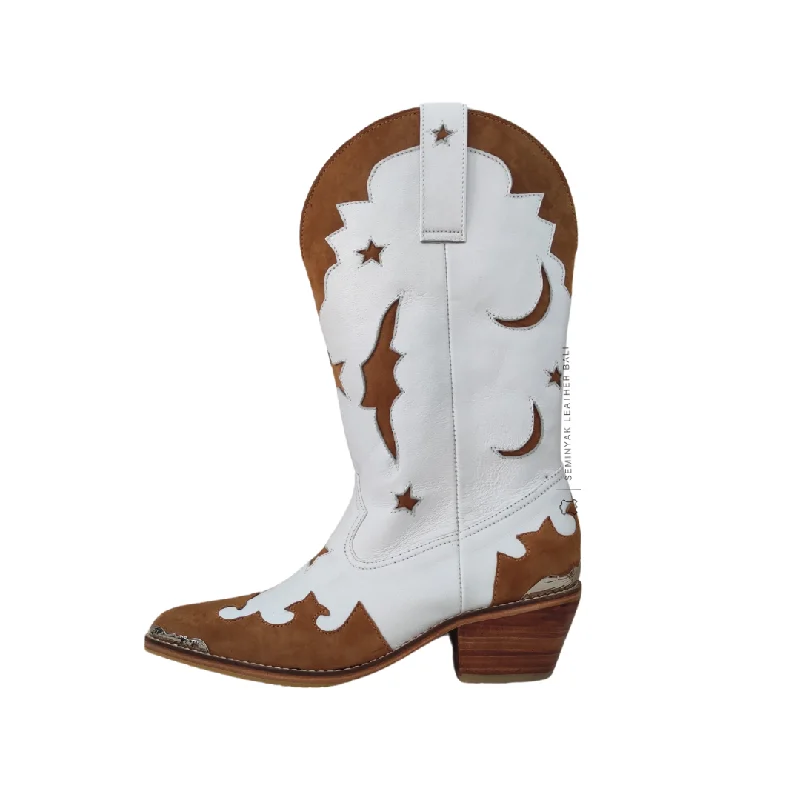 LUNA Cowboy Boots - Ivory Tan