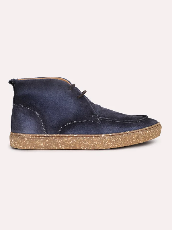 Men Blue Textured Casual Boots