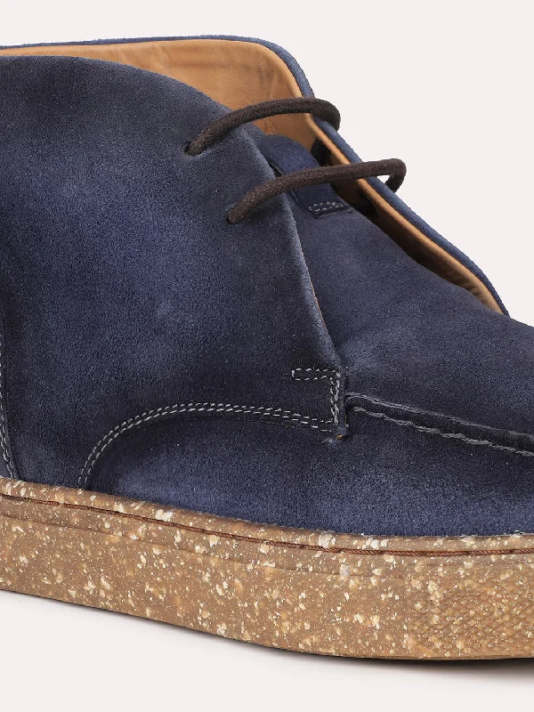 Men Blue Textured Casual Boots