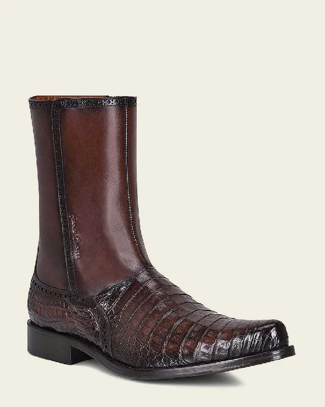 Dress boot brown ultra exotic leather