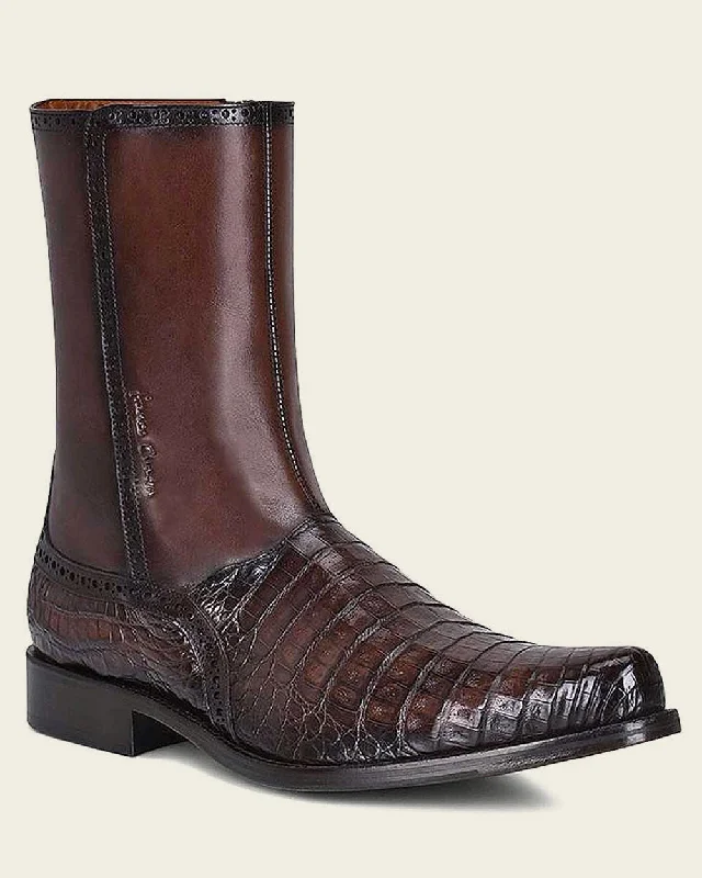 Dress boot brown ultra exotic leather