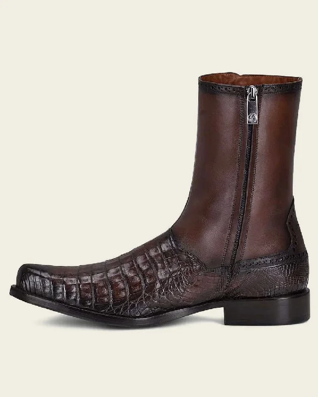 Dress boot brown ultra exotic leather