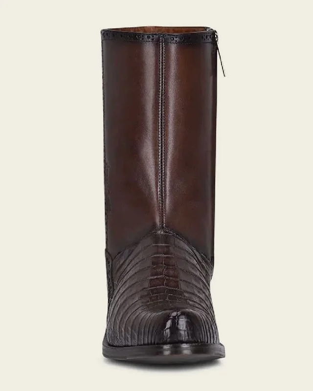 Dress boot brown ultra exotic leather