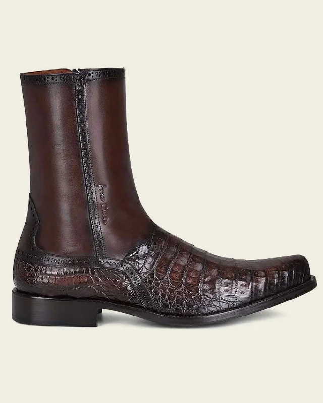 Dress boot brown ultra exotic leather