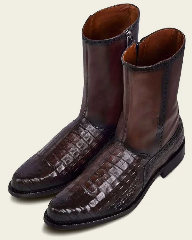 Dress boot brown ultra exotic leather