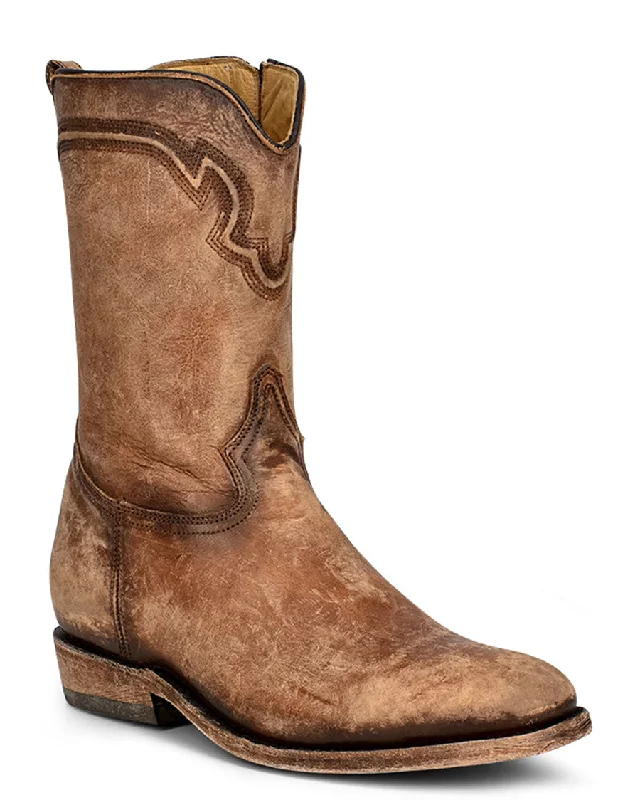 Men's Embroidery with Zipper Western Boots