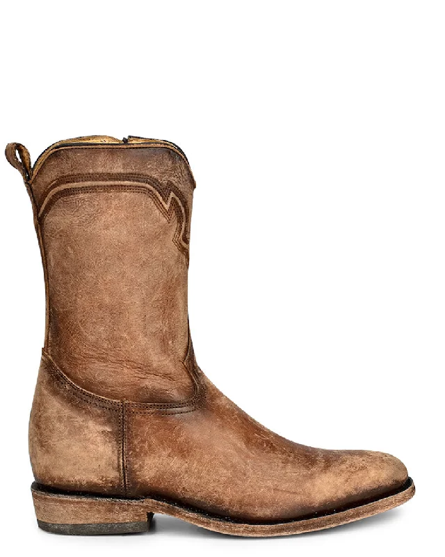 Men's Embroidery with Zipper Western Boots