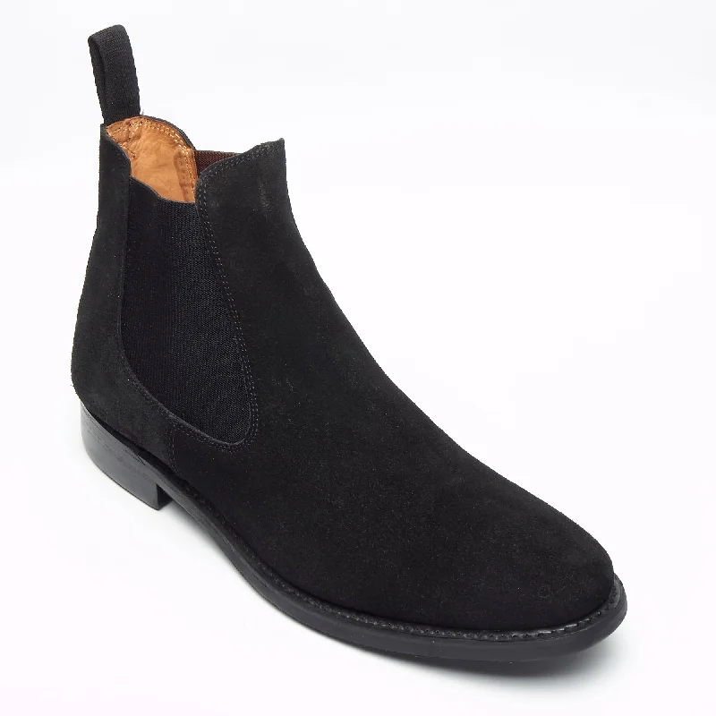 Mens Goodyear Welted Suede Chelsea Boots - 27817 Black