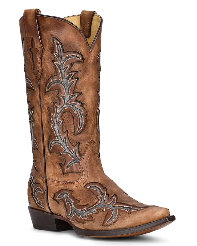 Men's Inlay & Embroidery Western Boots