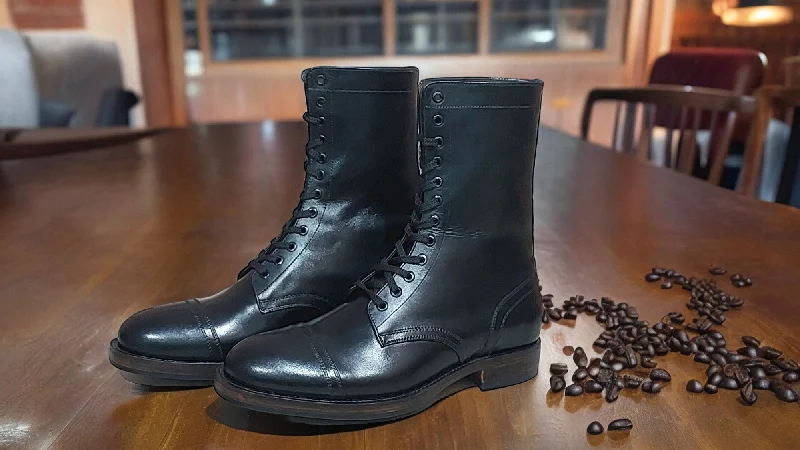 New Handmade Black Leather Boots, Long Leather Boots