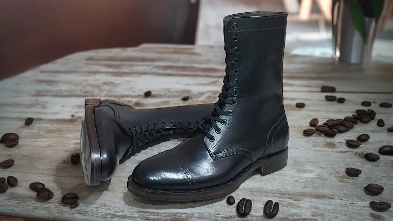 New Handmade Black Leather Boots, Long Leather Boots