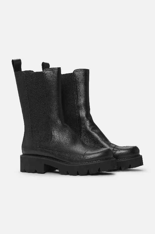 Calf Length Boots - Black