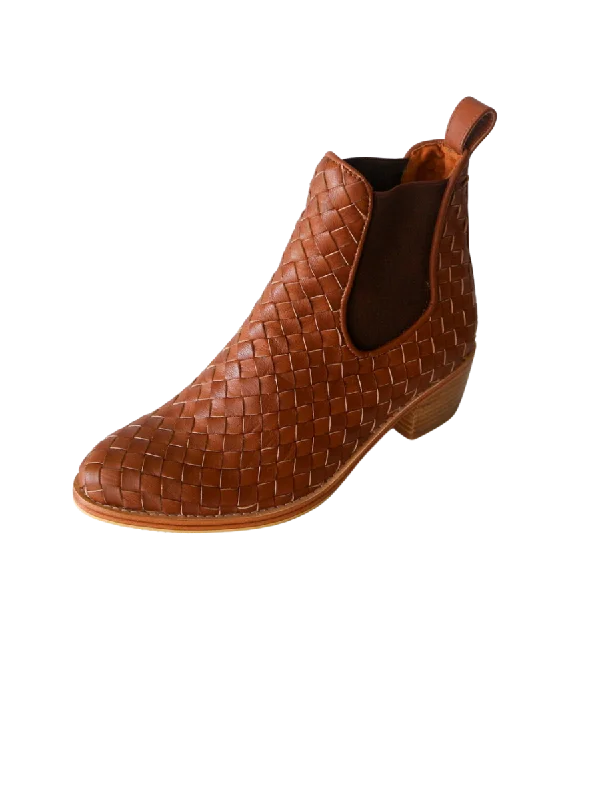 NUSA Woven Leather Western Boots - Summer Tan