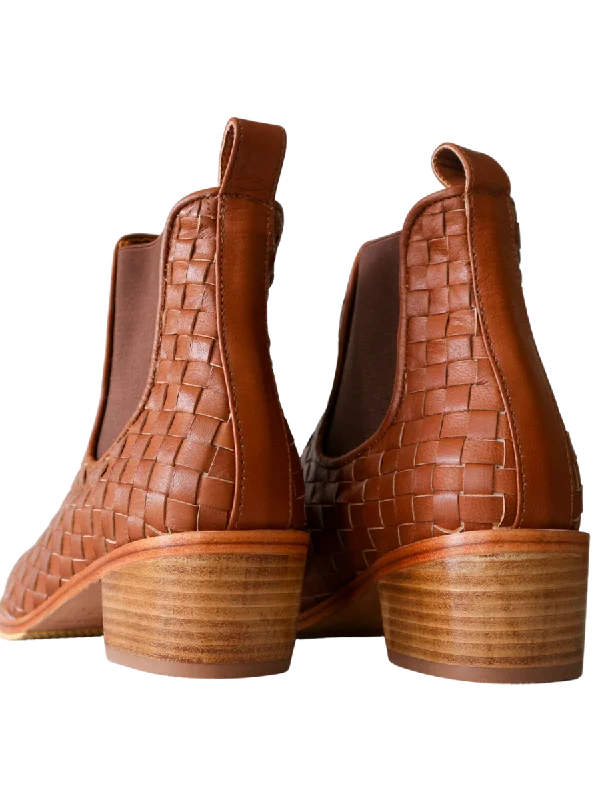 NUSA Woven Leather Western Boots - Summer Tan