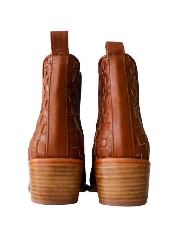 NUSA Woven Leather Western Boots - Summer Tan