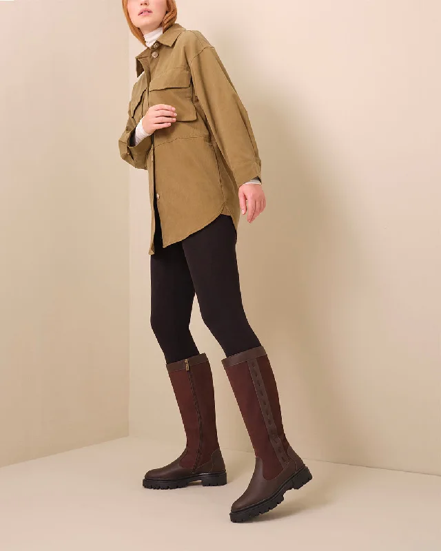 Oakford Knee High Boots in Dark Brown Leather