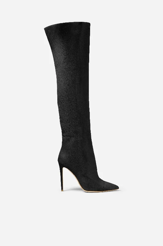 Black Suede Over the Knee Boots