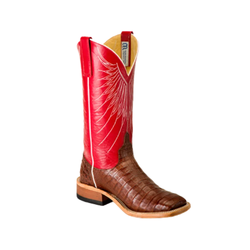 Anderson Bean Men's Tobacco Caiman Belly Red Boot