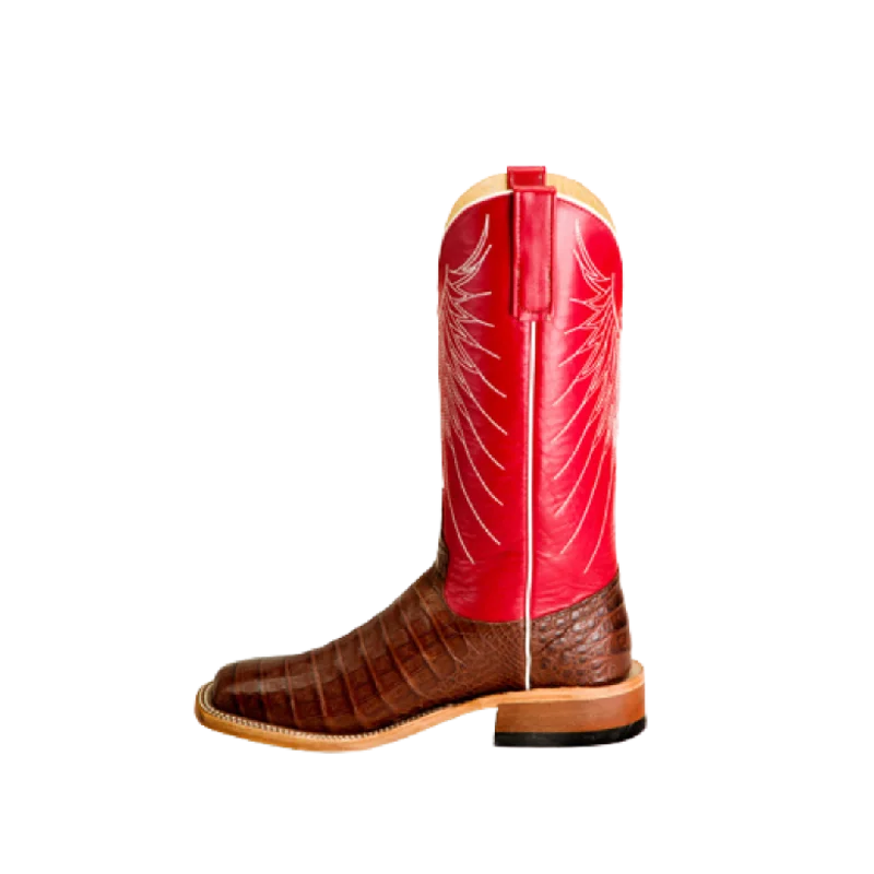 Anderson Bean Men's Tobacco Caiman Belly Red Boot