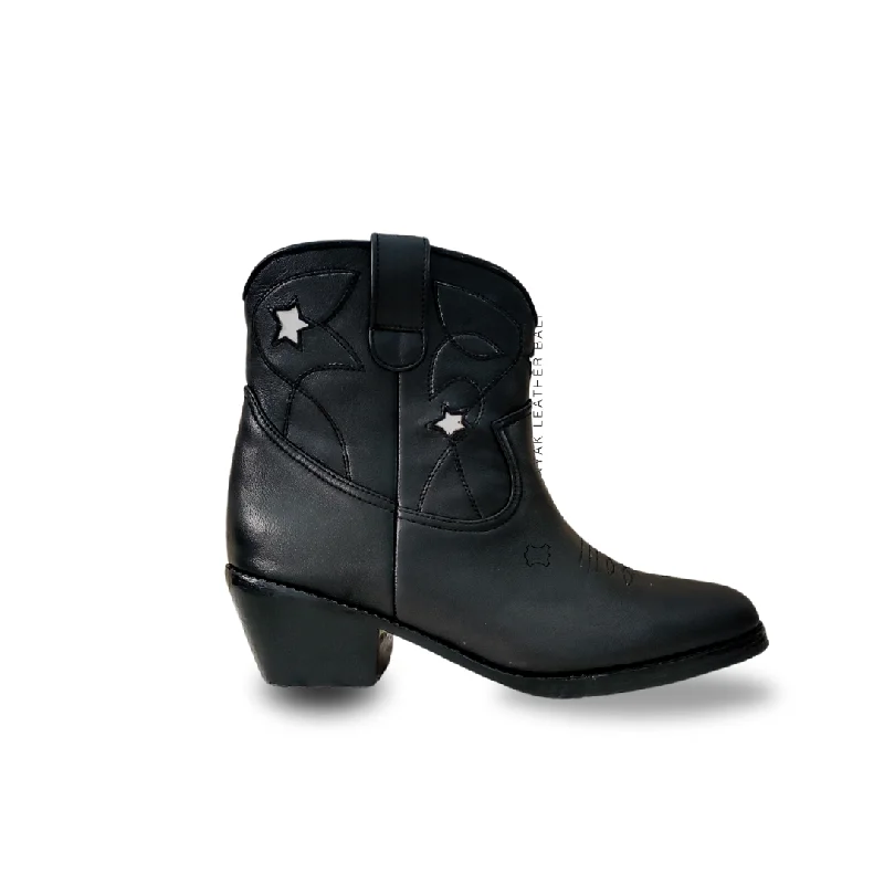 STELLAR Cowboy Boots - Black White