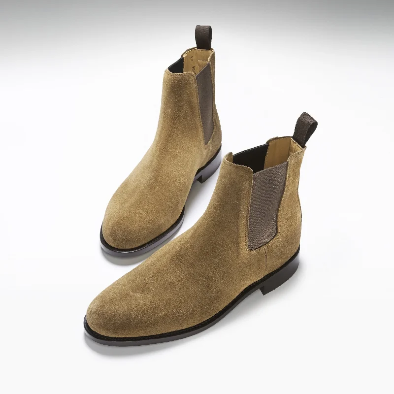 Tobacco Suede Chelsea Boots, Welted Leather Sole