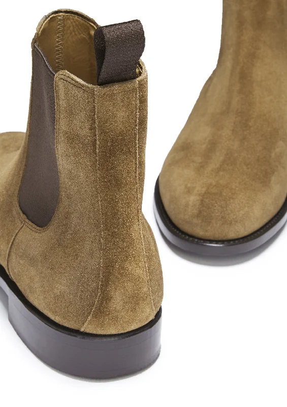 Tobacco Suede Chelsea Boots, Welted Leather Sole