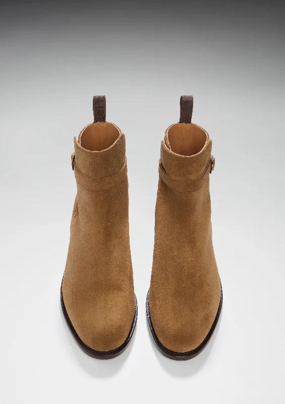 Tobacco Suede Jodhpur Boots, Welted Leather Sole