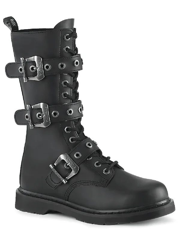 DEMONIA Punk-Inspired Mid-Calf Combat Boots with Buckles