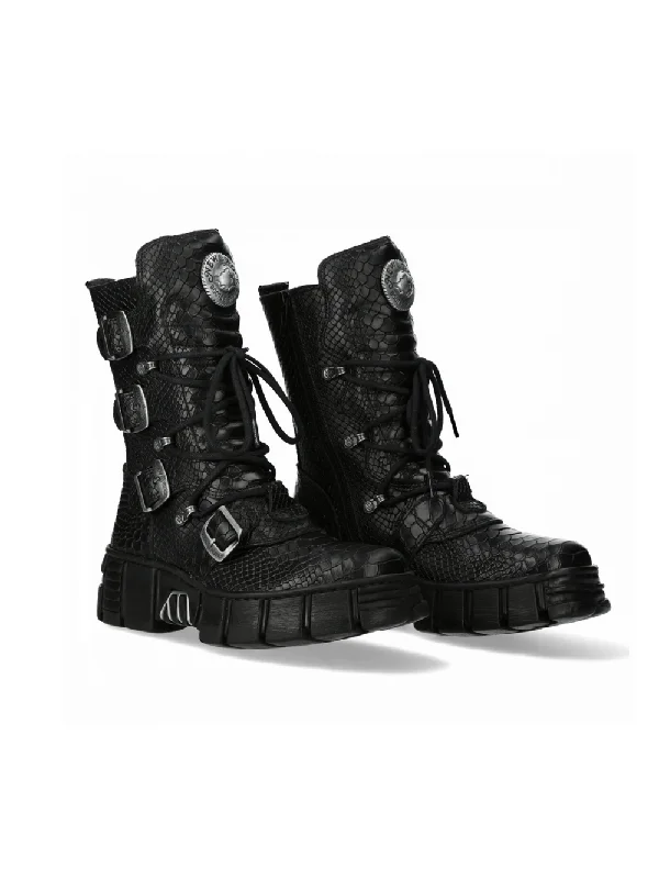 NEW ROCK Mid-Calf Boots with Gothic and Punk Elements